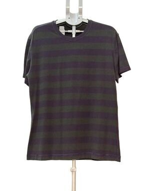 Lululemon XL Men's Striped Short Sleeve Cotton T-Shirt Purple & Green Striped